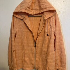 Christopher & Banks medium, hooded jacket, lightweight, zip, front, casual woman